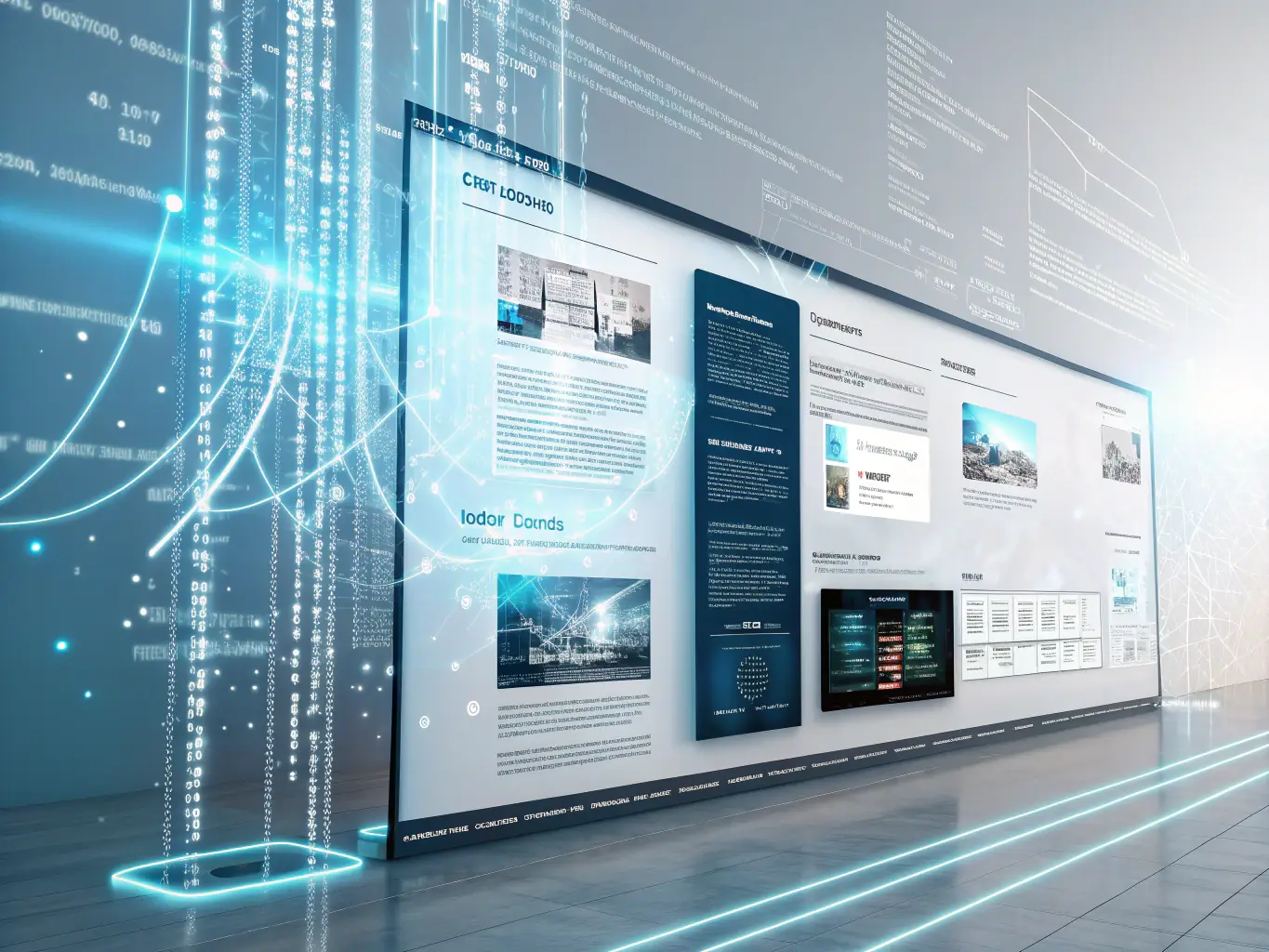 A graphic illustrating AI-assisted copywriting and stock images being used to create website content, emphasizing the efficiency and quality of the content creation process.