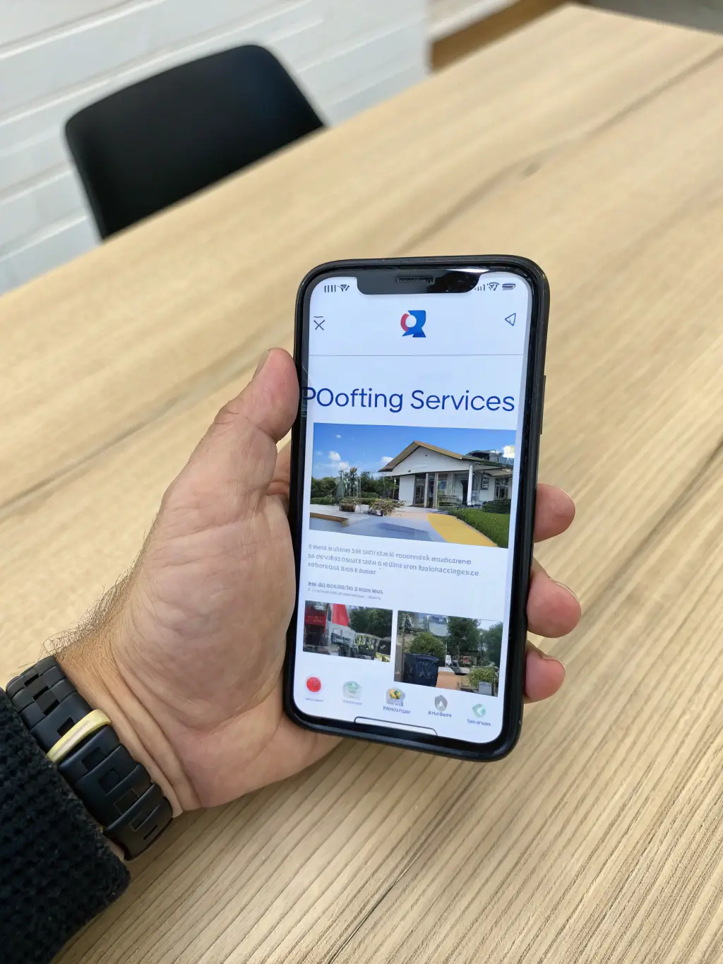 A mobile phone displaying a Nero Niche-designed website for a local electrician, showcasing a clear call-to-action button for 'Call Now' and a prominent display of their service area.