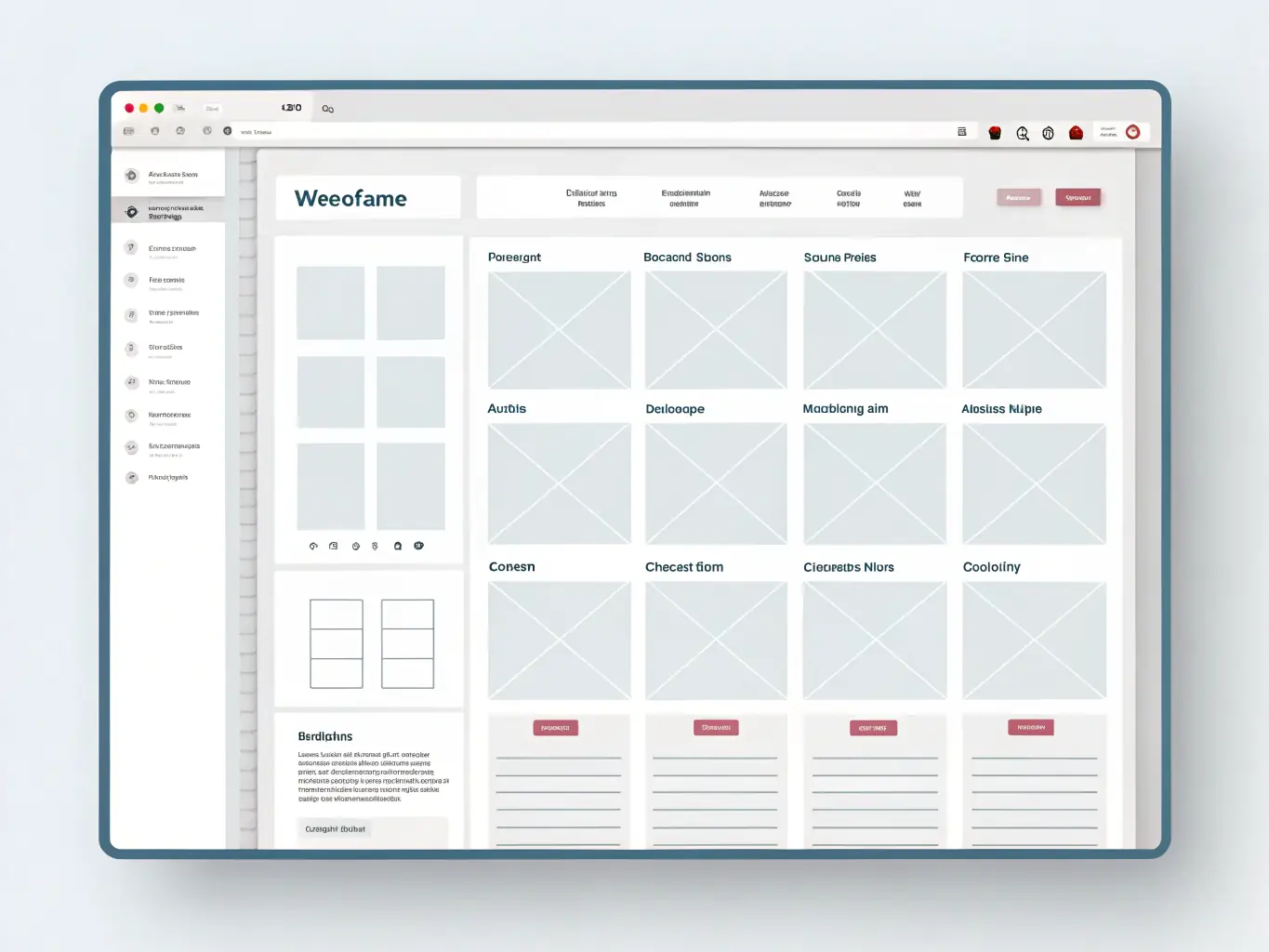A website wireframe showing the structure of a five-page website, including Home, Services, About, Contact, and an optional page, highlighting the essential information for potential customers.