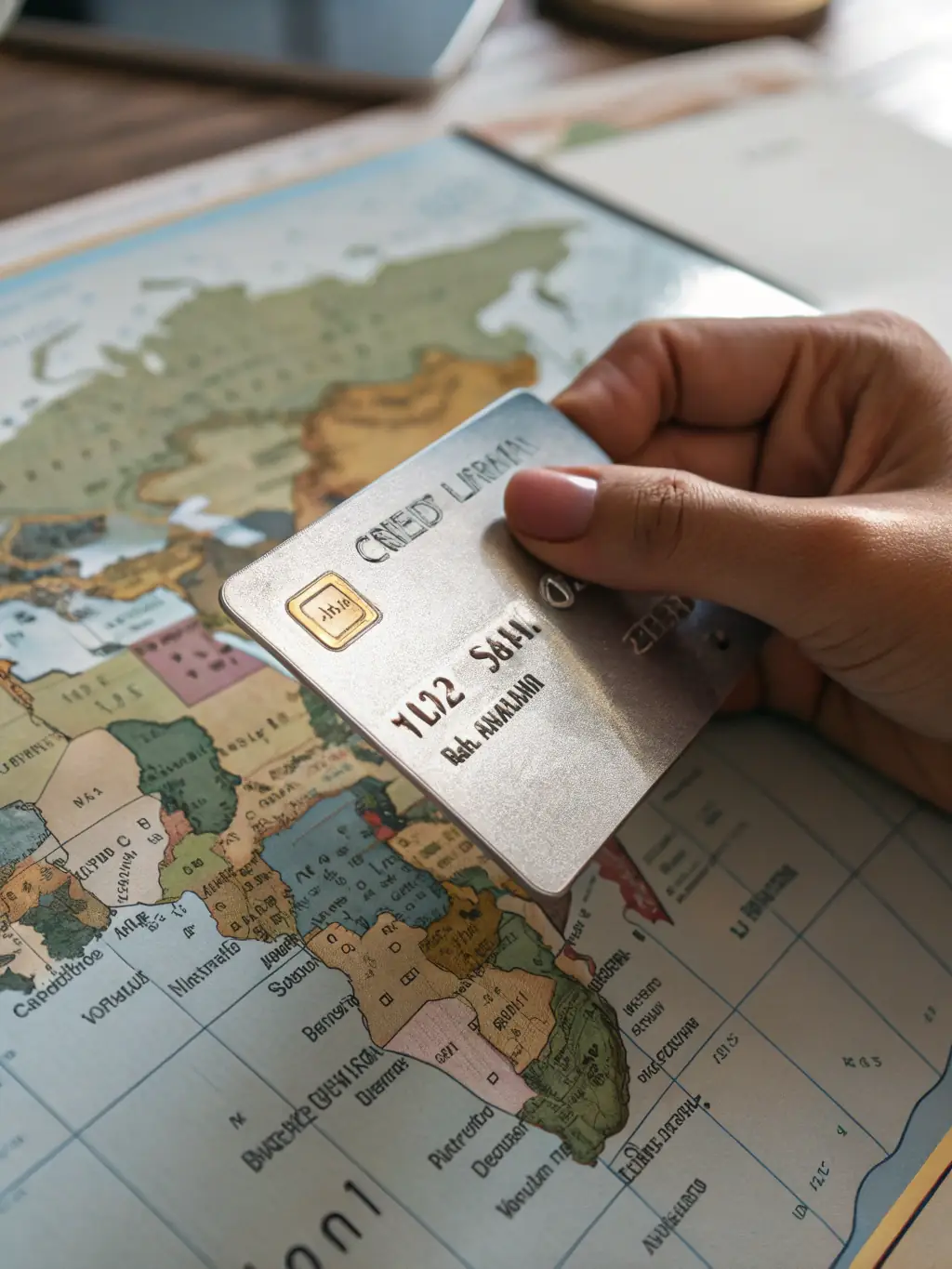 A hand holding a credit card with a refund icon hovering above it, symbolizing the refund policy, against a clean, professional background.