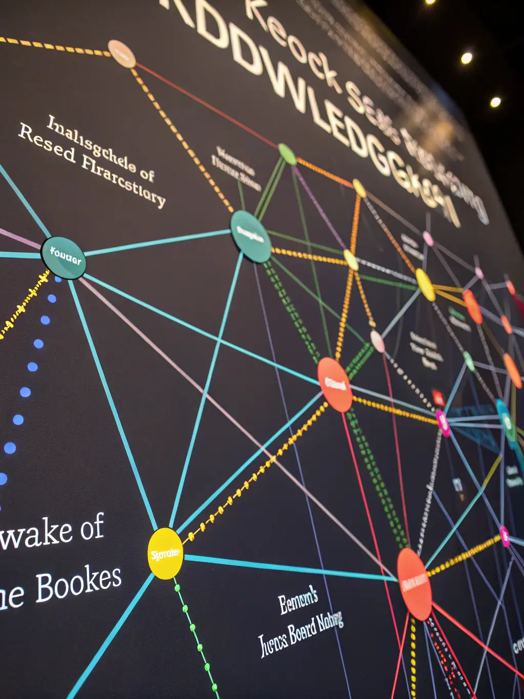 A modern, minimal interface mockup showing a visual knowledge graph, nodes connected with glowing emerald lines, on a near-black background, evoking advanced information organization.