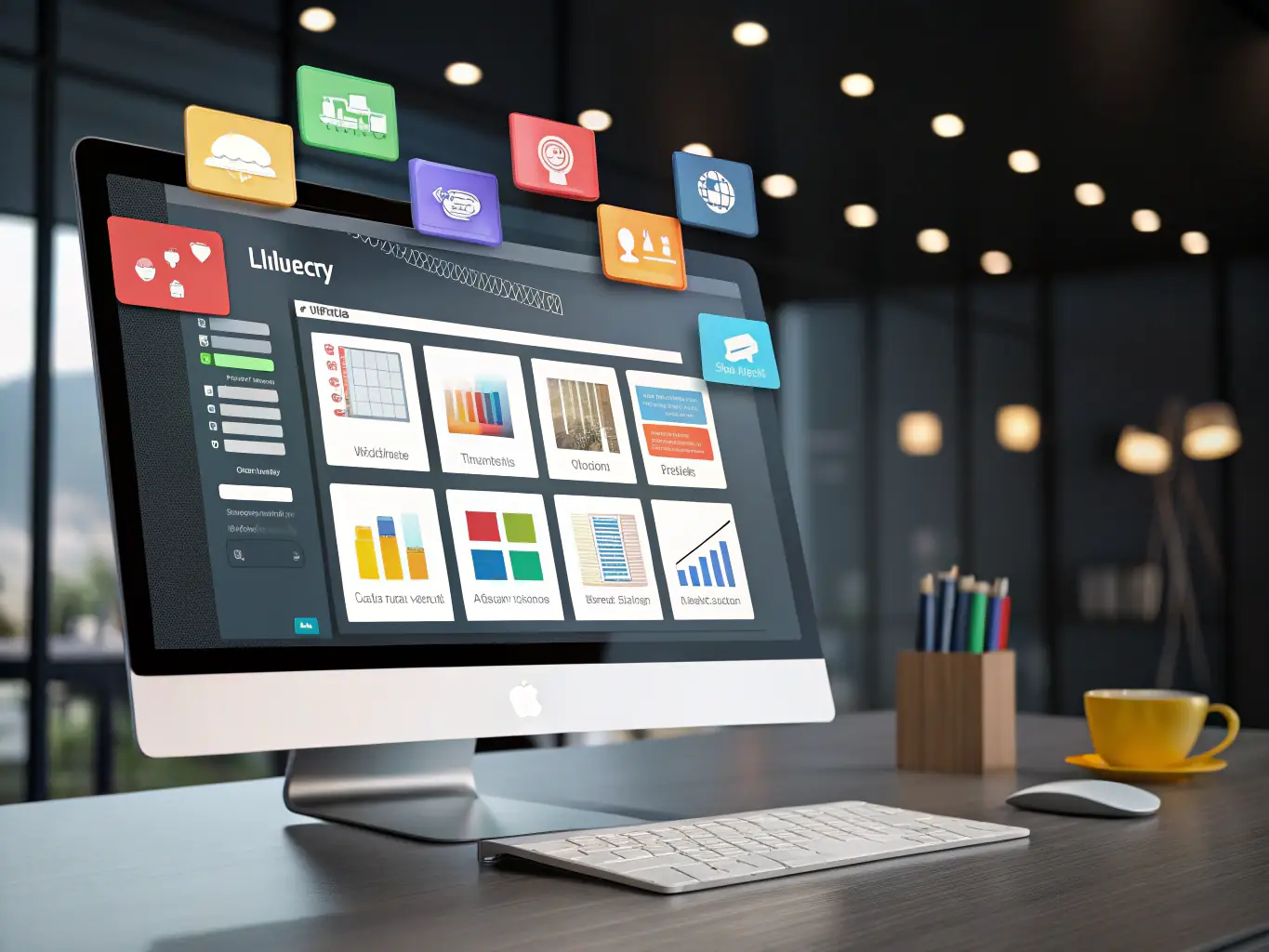 A sleek dark-themed dashboard interface showing a user saving a variety of content types—links, images, and videos—into a digital library, with emerald green highlights and clean card layouts.