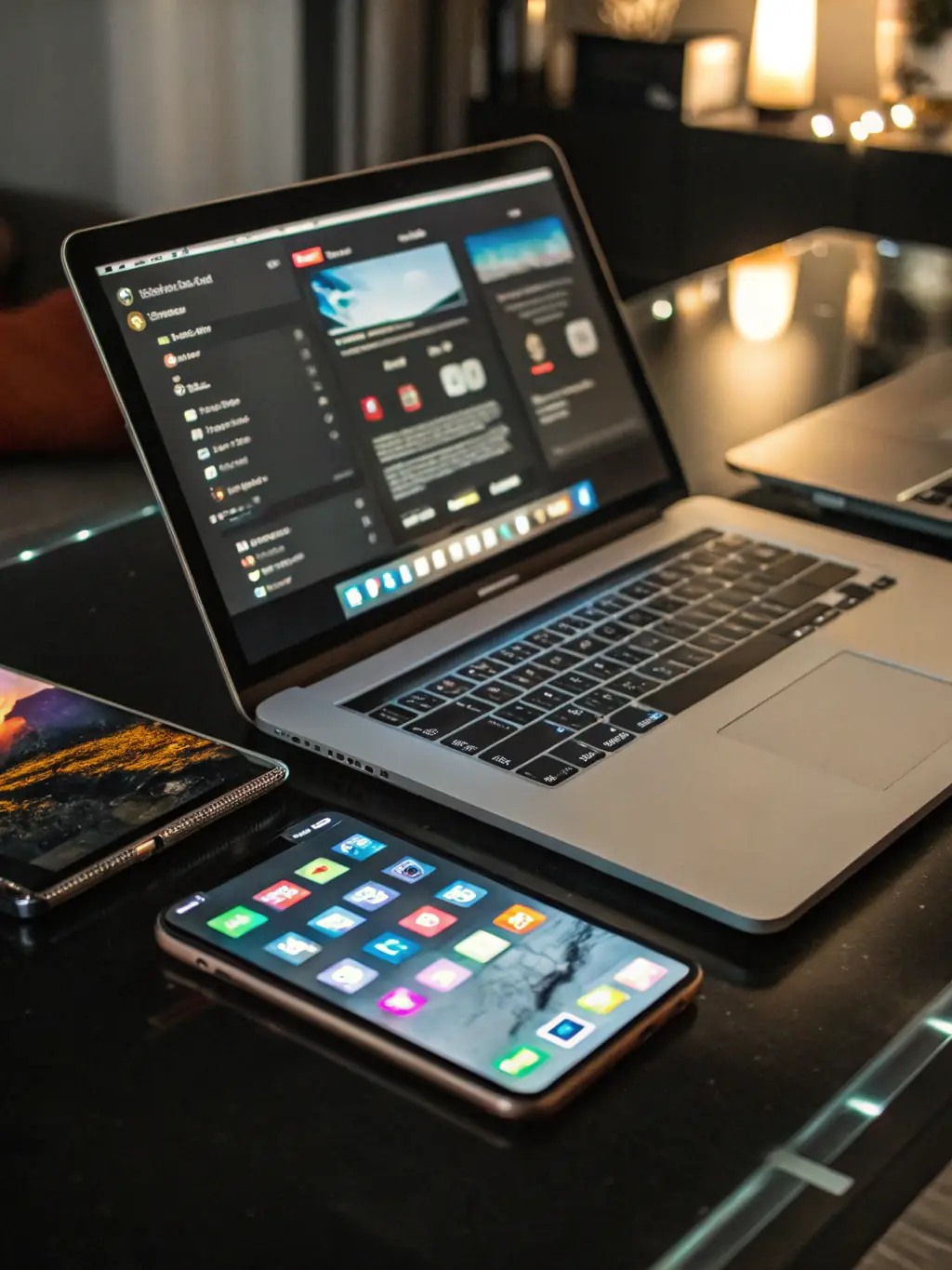 An illustration of multiple device screens (laptop, tablet, phone) displaying the Sendlore extension and library, with a green shield icon symbolizing cross-platform privacy.