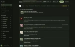 Sendlore inbox list with saved Instagram, YouTube and shopping links and their summaries